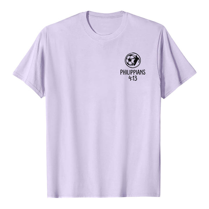 Christianartworkshop Philippians 4:13 Soccer Cross Premium Short Sleeve T-Shirt - image 13