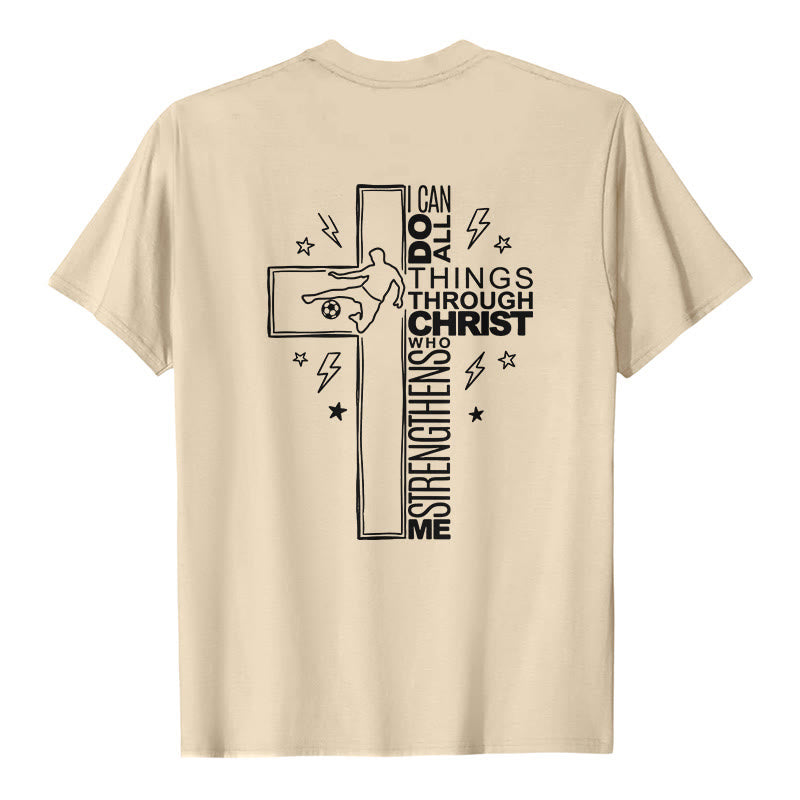 Christianartworkshop Philippians 4:13 Soccer Cross Premium Short Sleeve T-Shirt - image 26