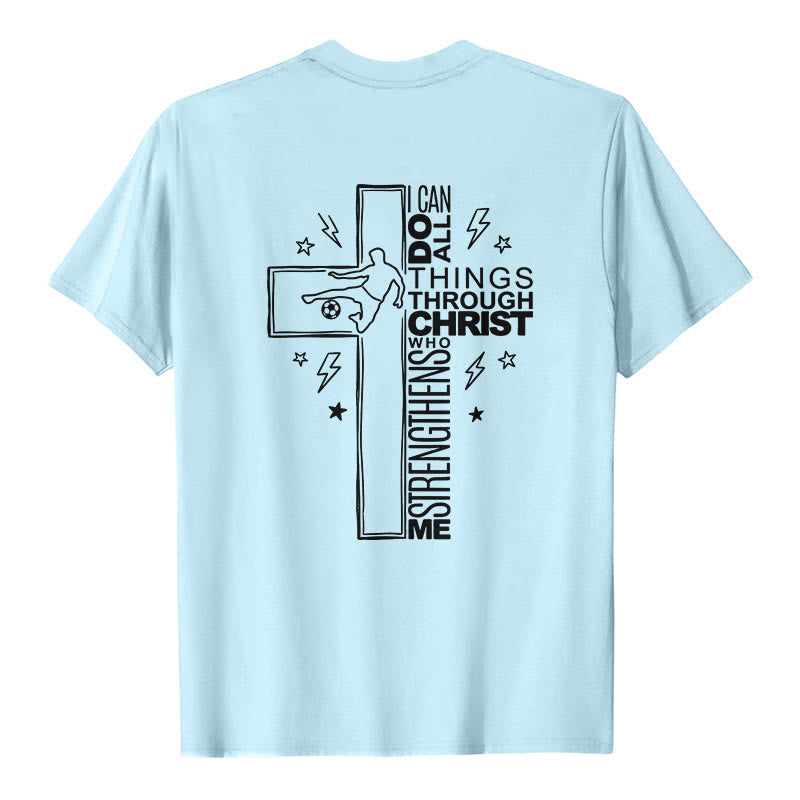 Christianartworkshop Philippians 4:13 Soccer Cross Premium Short Sleeve T-Shirt - image 23