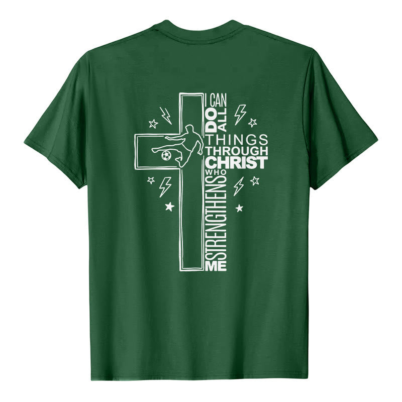 Christianartworkshop Philippians 4:13 Soccer Cross Premium Short Sleeve T-Shirt - image 20