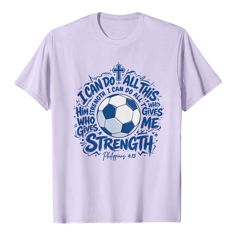 Christianartworkshop Through Him Who Strengthens Me Soccer & Faith Premium T-Shirt - Purple - 2XL - image 3