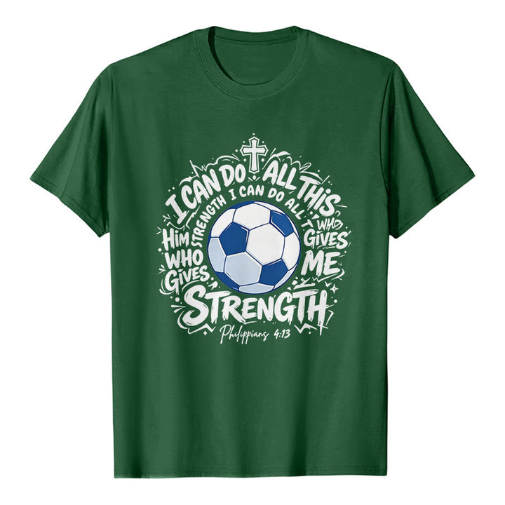 Christianartworkshop Through Him Who Strengthens Me Soccer & Faith Premium T-Shirt - Dark Green - 2XL - image 5