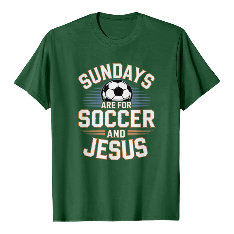 Christianartworkshop Sundays Are For Soccer And Jesus Soccer & Faith Premium T-Shirt - Dark Green - 2XL - image 5