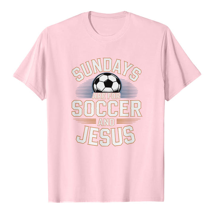 Christianartworkshop Sundays Are For Soccer And Jesus Soccer & Faith Premium T-Shirt - Pink - 2XL - image 2