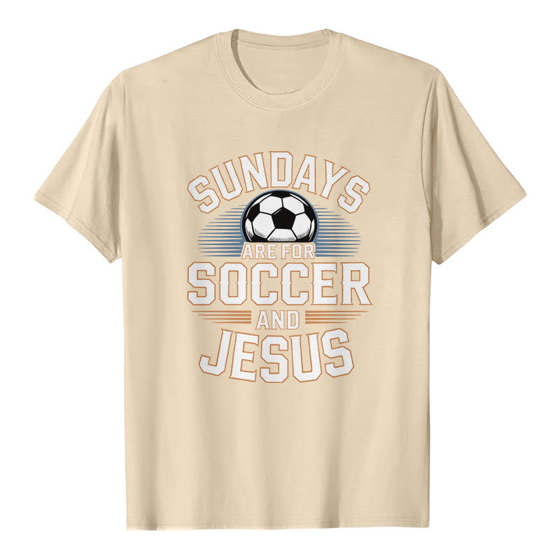 Christianartworkshop Sundays Are For Soccer And Jesus Soccer & Faith Premium T-Shirt - Beige - 2XL - image 7