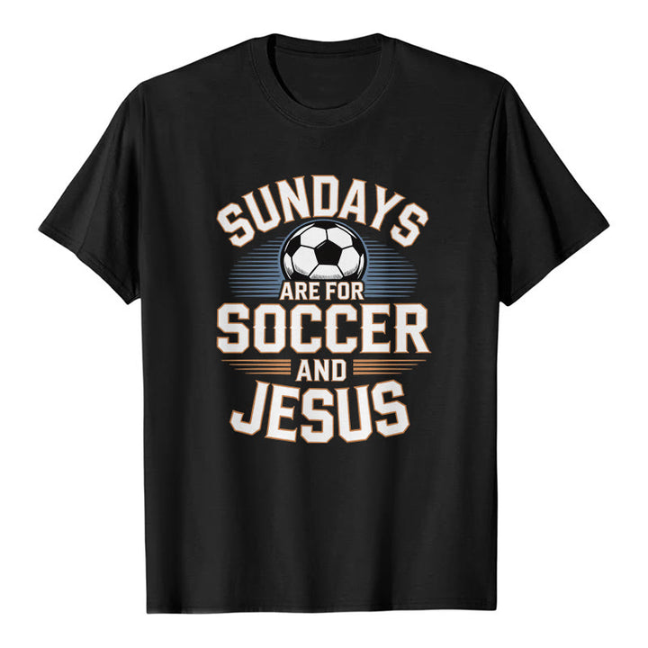 Christianartworkshop Sundays Are For Soccer And Jesus Soccer & Faith Premium T-Shirt - Black - 2XL - image 0