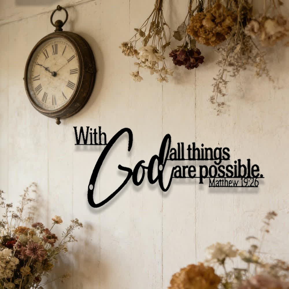 Christianartworkshop Mathew 19:26 Scripture With God All Things Are Possible Metal Wall Decor - image 1