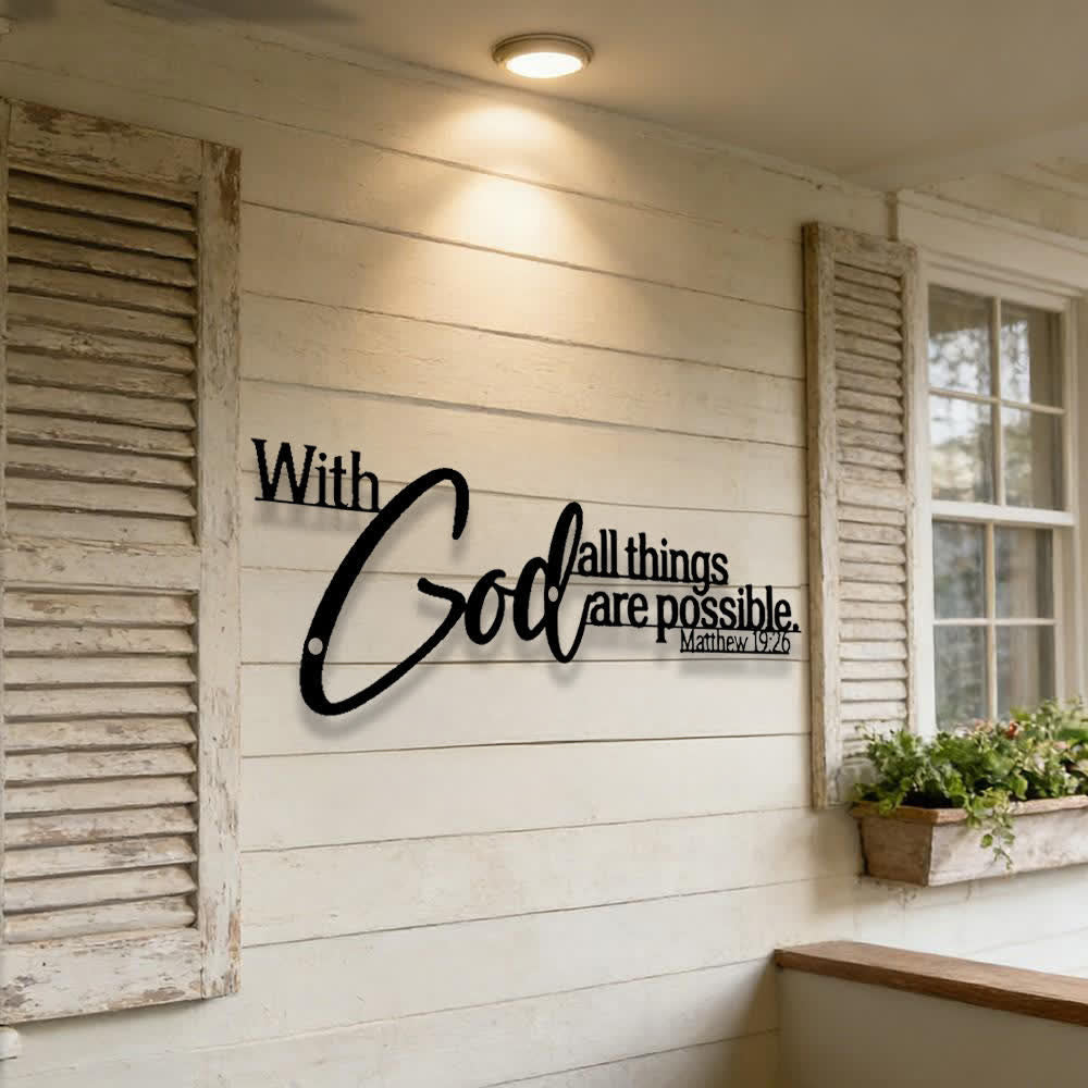 Christianartworkshop Mathew 19:26 Scripture With God All Things Are Possible Metal Wall Decor - image 3