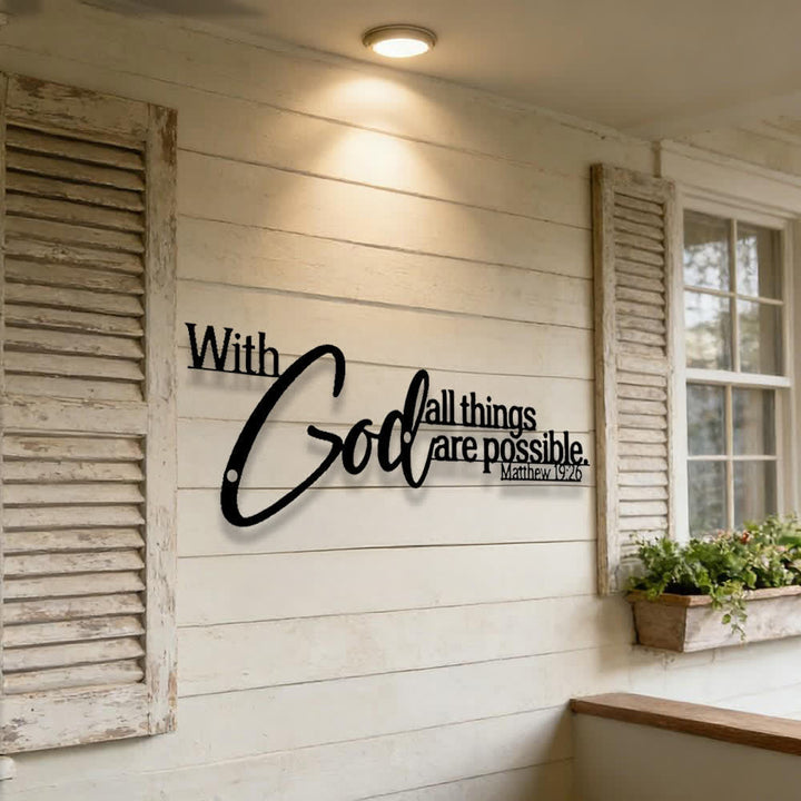 Christianartworkshop Mathew 19:26 Scripture With God All Things Are Possible Metal Wall Decor - image 3