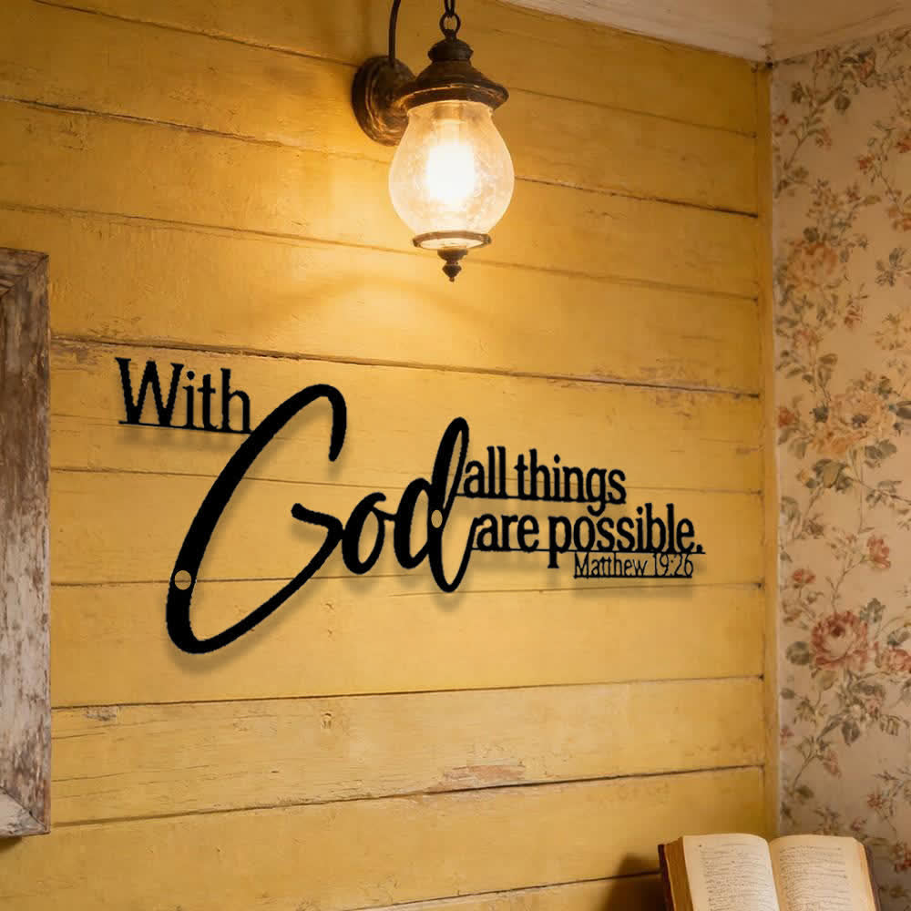 Christianartworkshop Mathew 19:26 Scripture With God All Things Are Possible Metal Wall Decor - image 4
