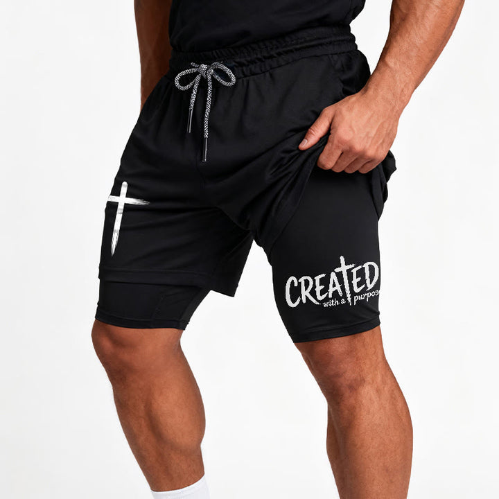 Christianartworkshop Created With A Purpose Cross Performance Layered Shorts - image 13
