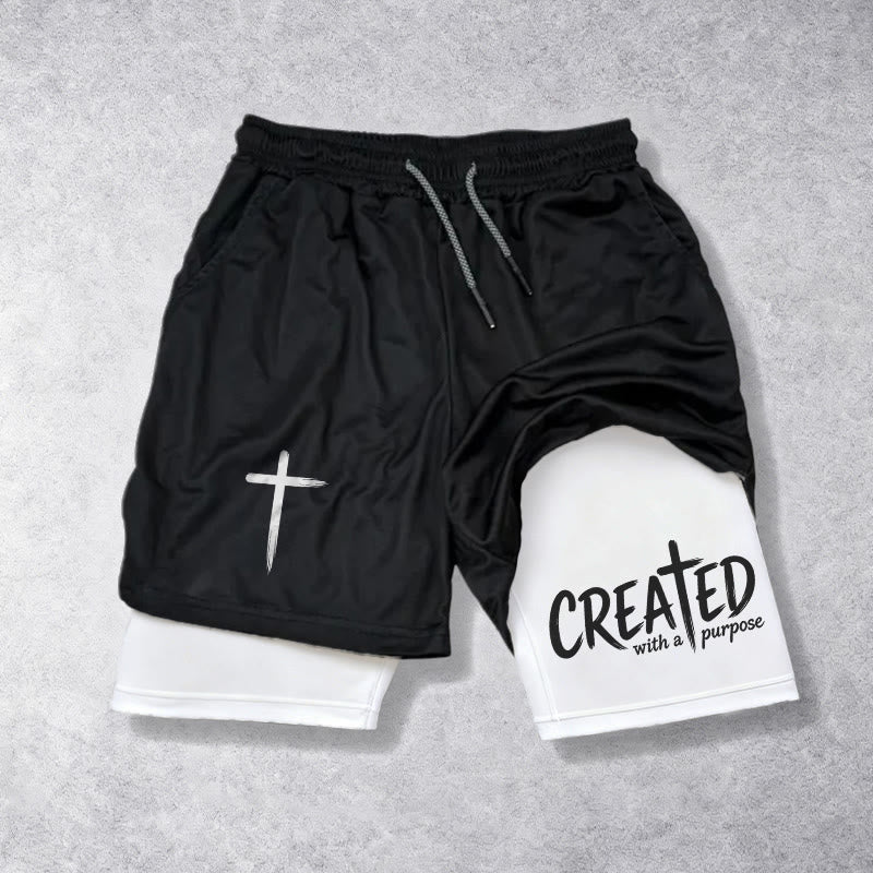 Christianartworkshop Created With A Purpose Cross Performance Layered Shorts - image 1