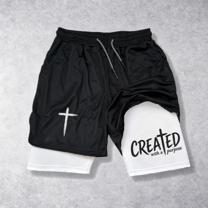 Christianartworkshop Created With A Purpose Cross Performance Layered Shorts - image 1