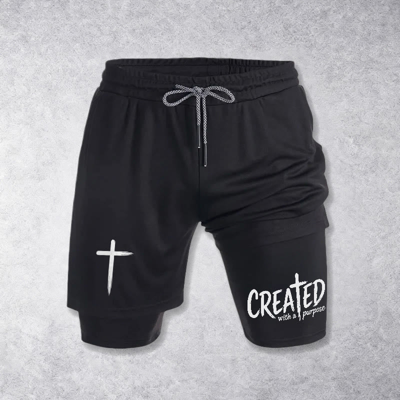 Christianartworkshop Created With A Purpose Cross Performance Layered Shorts - Black - 3XL - image 9