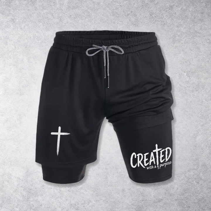 Christianartworkshop Created With A Purpose Cross Performance Layered Shorts - Black - 3XL - image 9