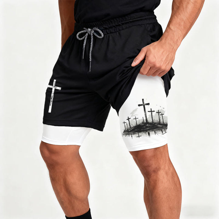 Christianartworkshop Calvary Cross Scene Performance Layered Shorts - image 4