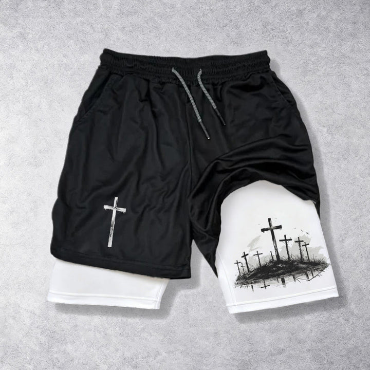 Christianartworkshop Calvary Cross Scene Performance Layered Shorts - White - 3XL - image 0