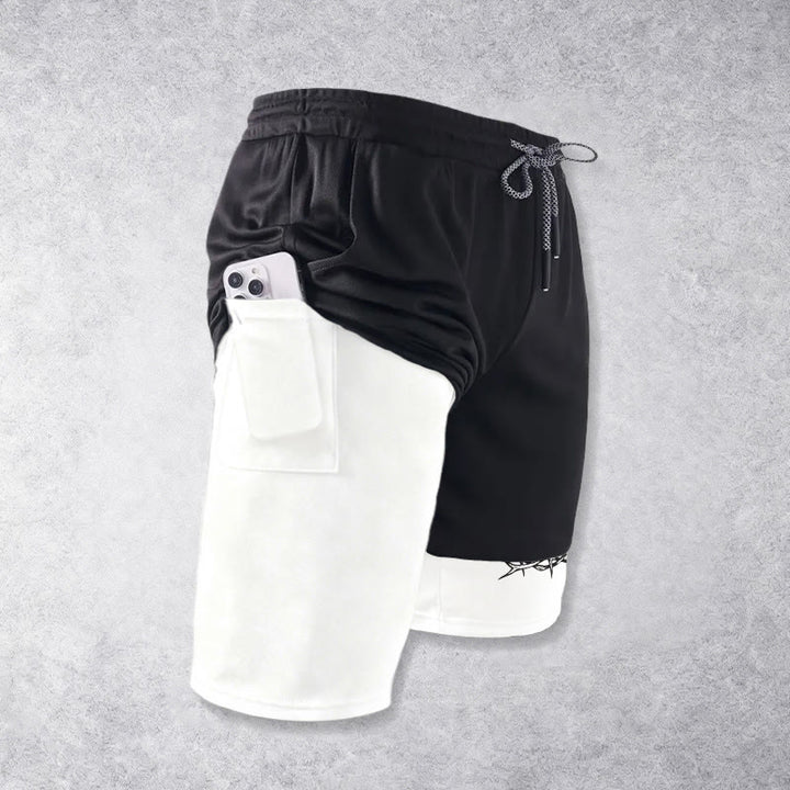 Christianartworkshop Jesus & Crown of Thorns Cross Performance Layered Shorts - image 7