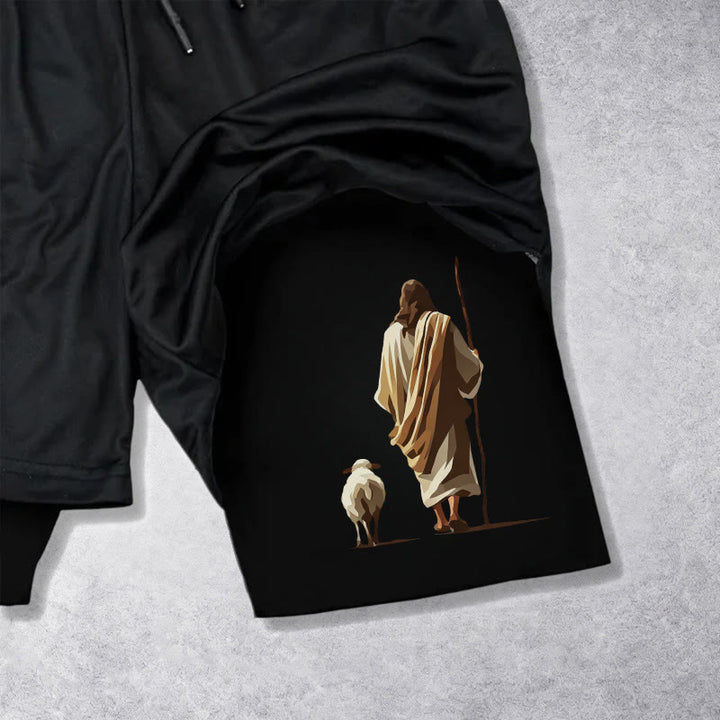 Christianartworkshop Jesus The Good Shepherd Psalm 27:1 Performance Layered Shorts - image 14