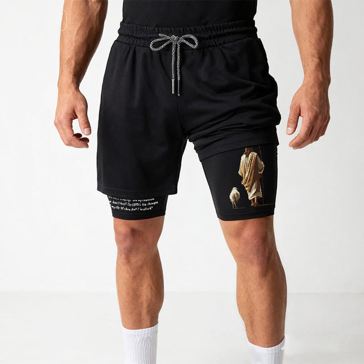 Christianartworkshop Jesus The Good Shepherd Psalm 27:1 Performance Layered Shorts - image 11