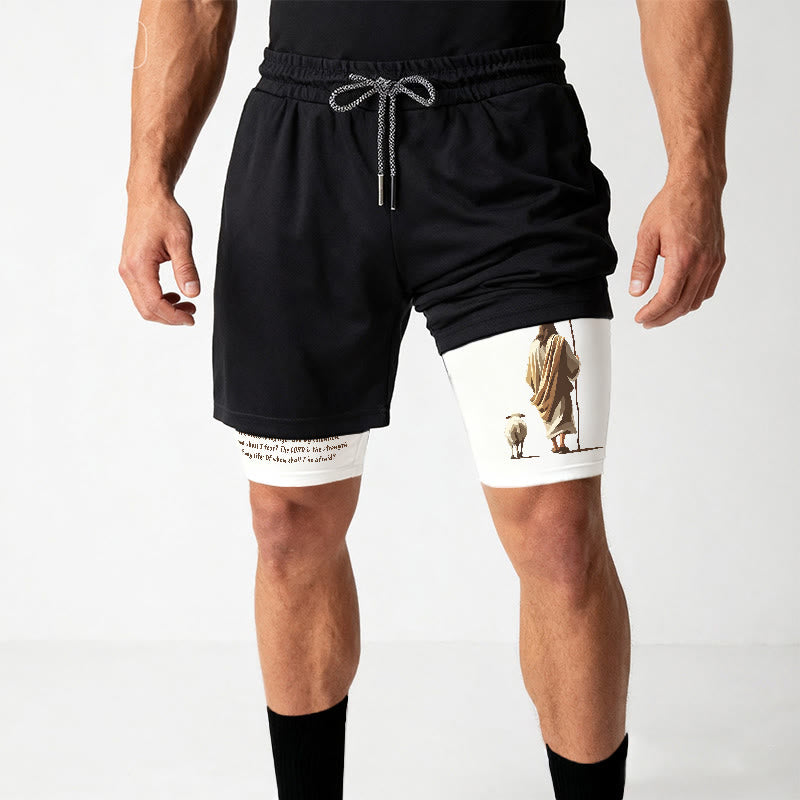 Christianartworkshop Jesus The Good Shepherd Psalm 27:1 Performance Layered Shorts - image 2