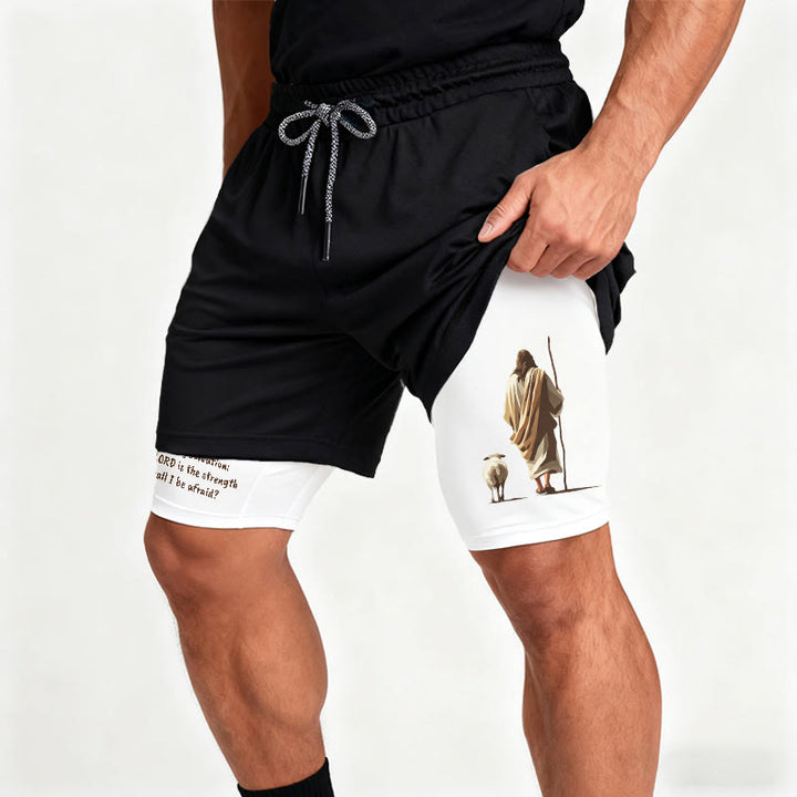 Christianartworkshop Jesus The Good Shepherd Psalm 27:1 Performance Layered Shorts - image 4