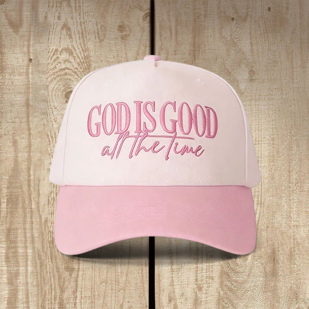 Christianartworkshop God Is Good All The Time Casual Faith Baseball Cap - Pink - image 0