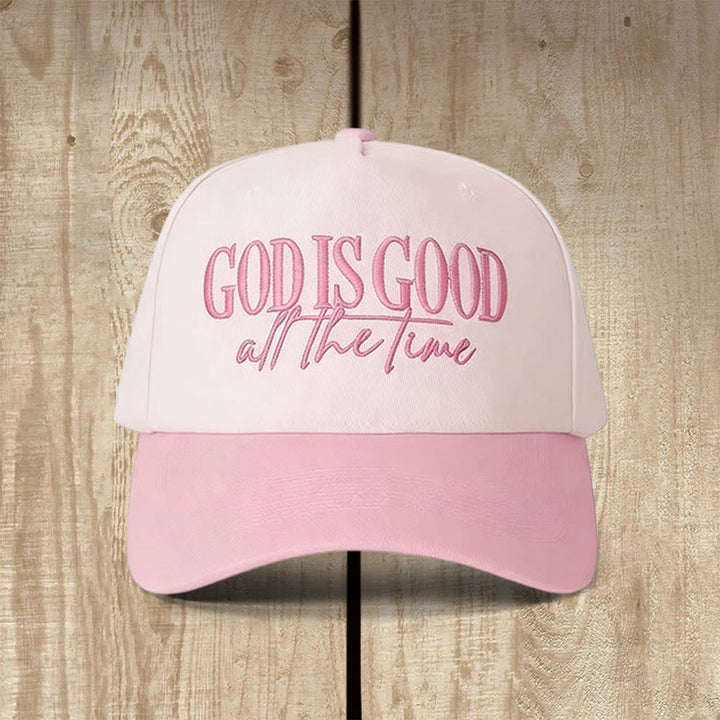 Christianartworkshop God Is Good All The Time Casual Faith Baseball Cap - Pink - image 0