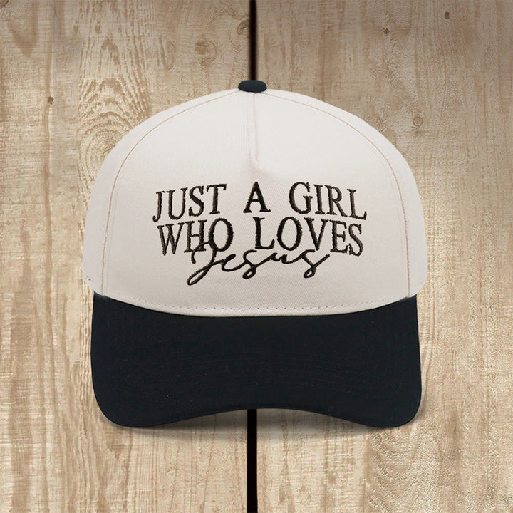 Christianartworkshop Just A Girl Who Loves Jesus Faith-Inspired Baseball Cap - Black - image 0