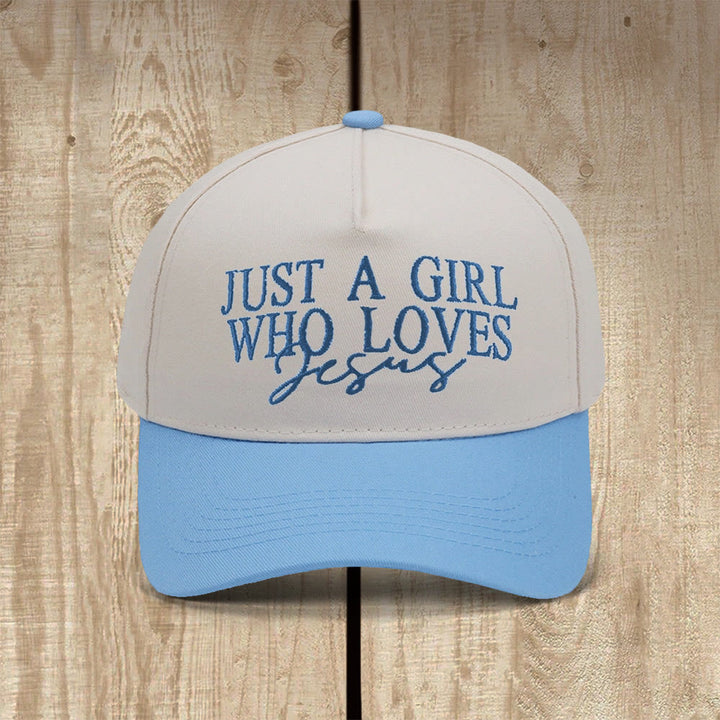 Christianartworkshop Just A Girl Who Loves Jesus Faith-Inspired Baseball Cap - Sky Blue - image 7