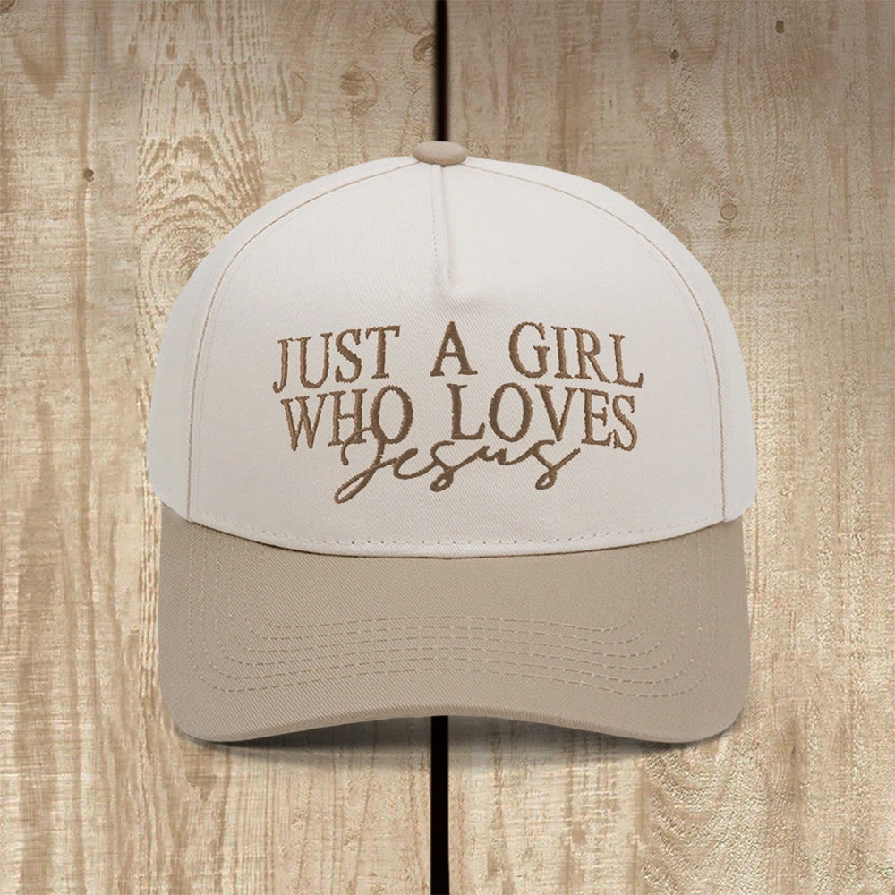Christianartworkshop Just A Girl Who Loves Jesus Faith-Inspired Baseball Cap - Khaki - image 4
