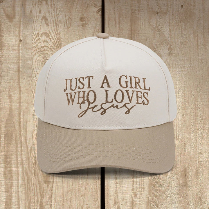 Christianartworkshop Just A Girl Who Loves Jesus Faith-Inspired Baseball Cap - Khaki - image 4