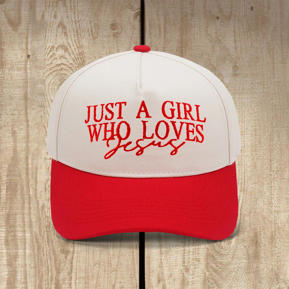 Christianartworkshop Just A Girl Who Loves Jesus Faith-Inspired Baseball Cap - Red - image 3