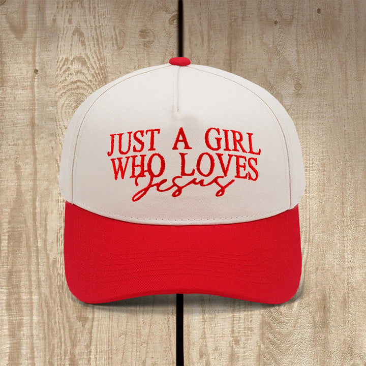 Christianartworkshop Just A Girl Who Loves Jesus Faith-Inspired Baseball Cap - Red - image 3