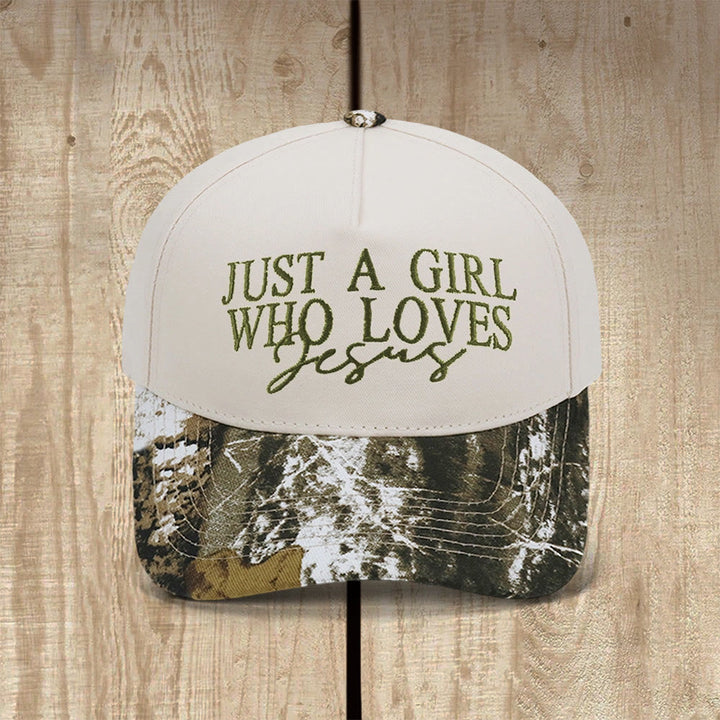 Christianartworkshop Just A Girl Who Loves Jesus Faith-Inspired Baseball Cap - Camouflage - image 13