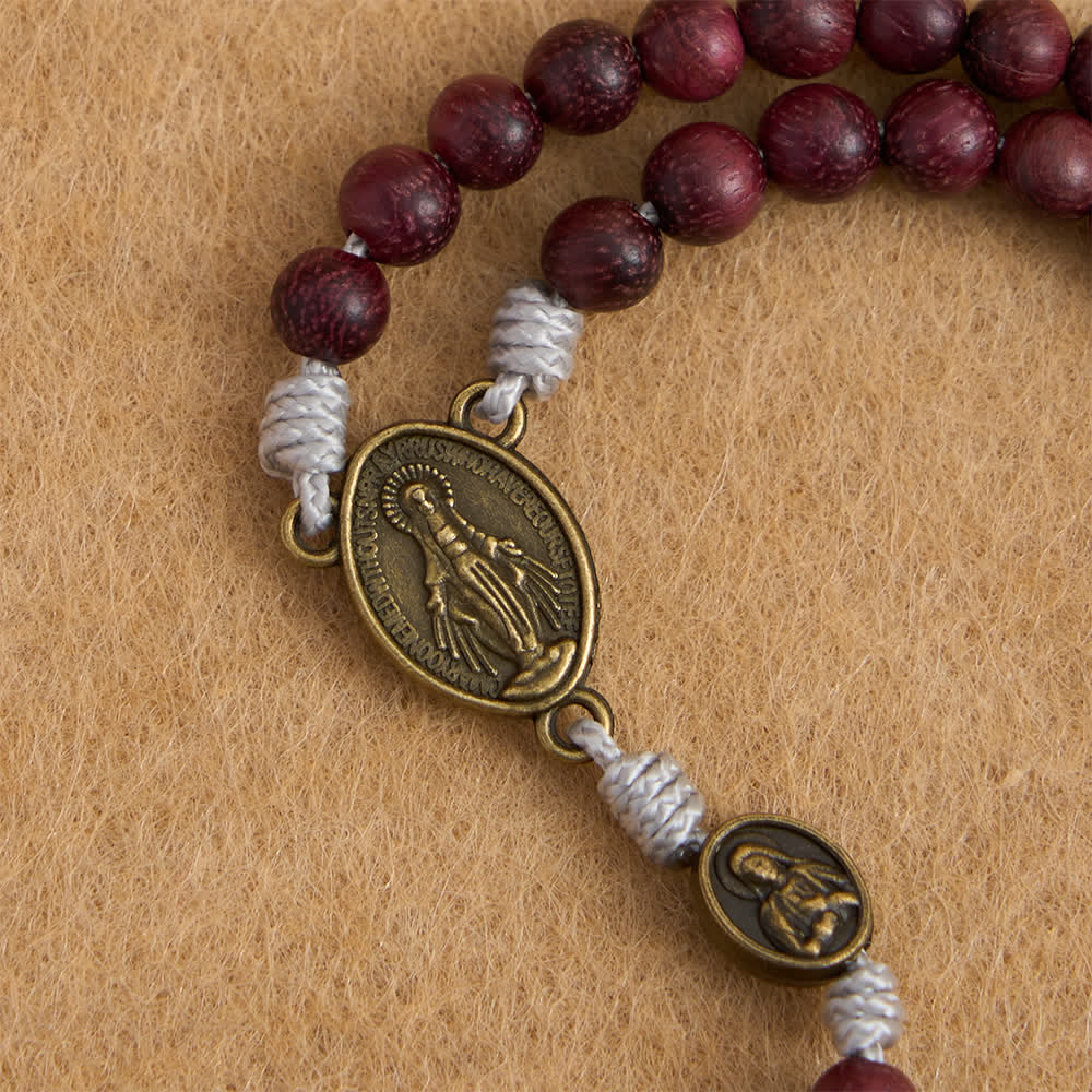 Christianartworkshop Purpleheart Wood Our Lady Rosary with Bronze Devotion - image 6