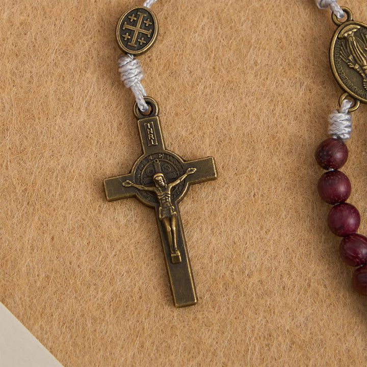 Christianartworkshop Purpleheart Wood Our Lady Rosary with Bronze Devotion - image 7