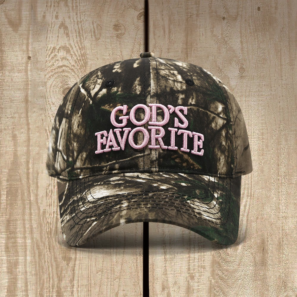 Christianartworkshop God's Favorite Confidence & Faith-Inspired Baseball Cap - Green Camo - image 0