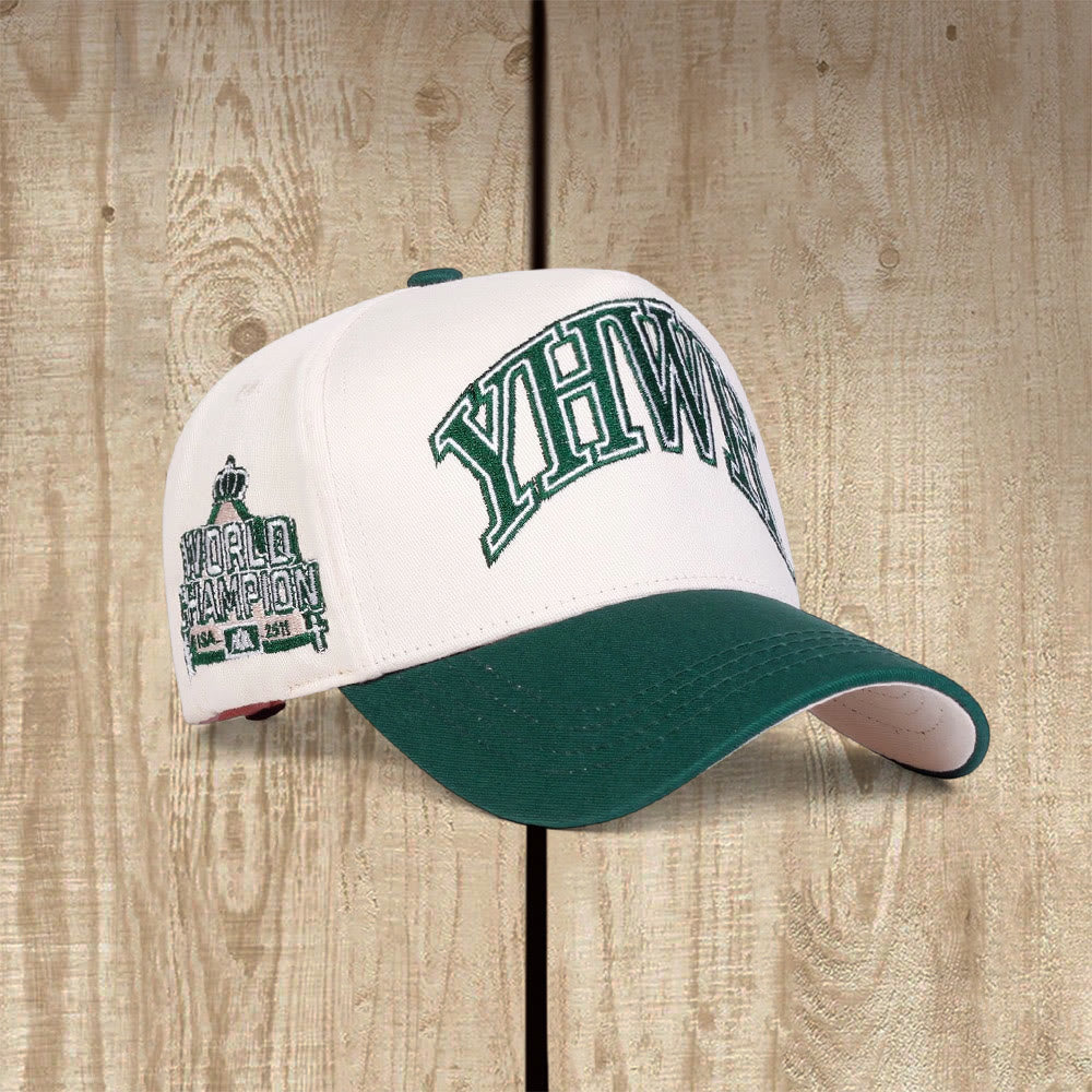 Christianartworkshop YHWH World Champion Varsity Style Faith Baseball Cap - Green - image 5