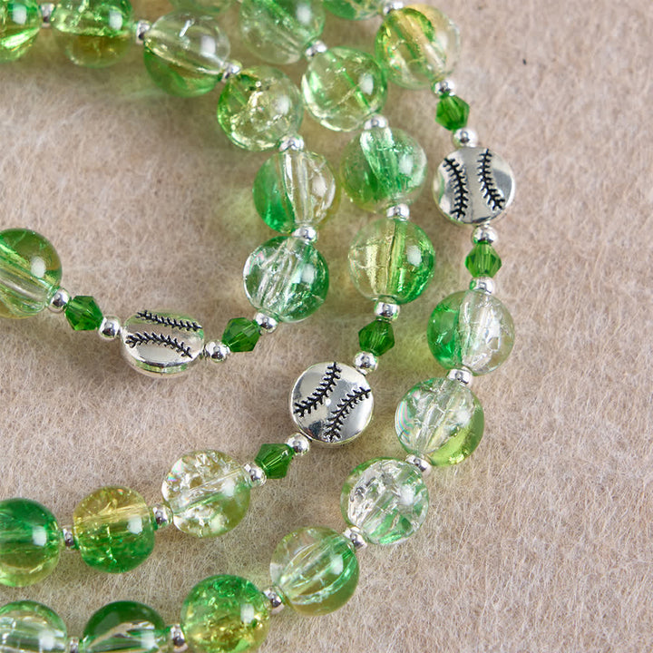 Christianartworkshop Yellow Green Crackle Glass Rosary: Tennis Ball Beads with Eucharist Medal for Faith in Motion - image 7