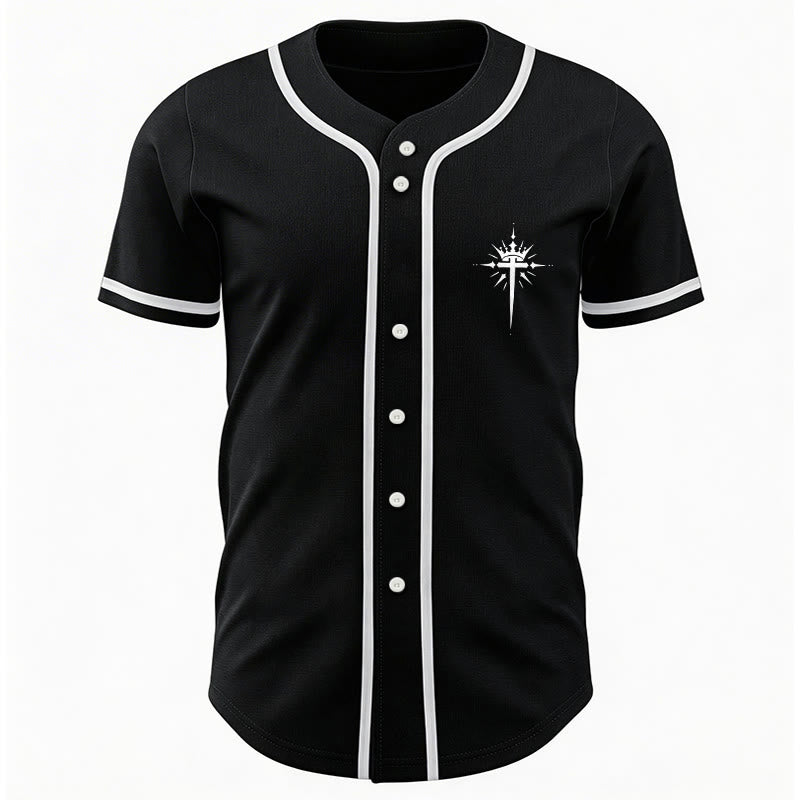 Christianartworkshop Jesus Is King Angel Wings Cross Faith Statement Custom Baseball Jersey - image 3