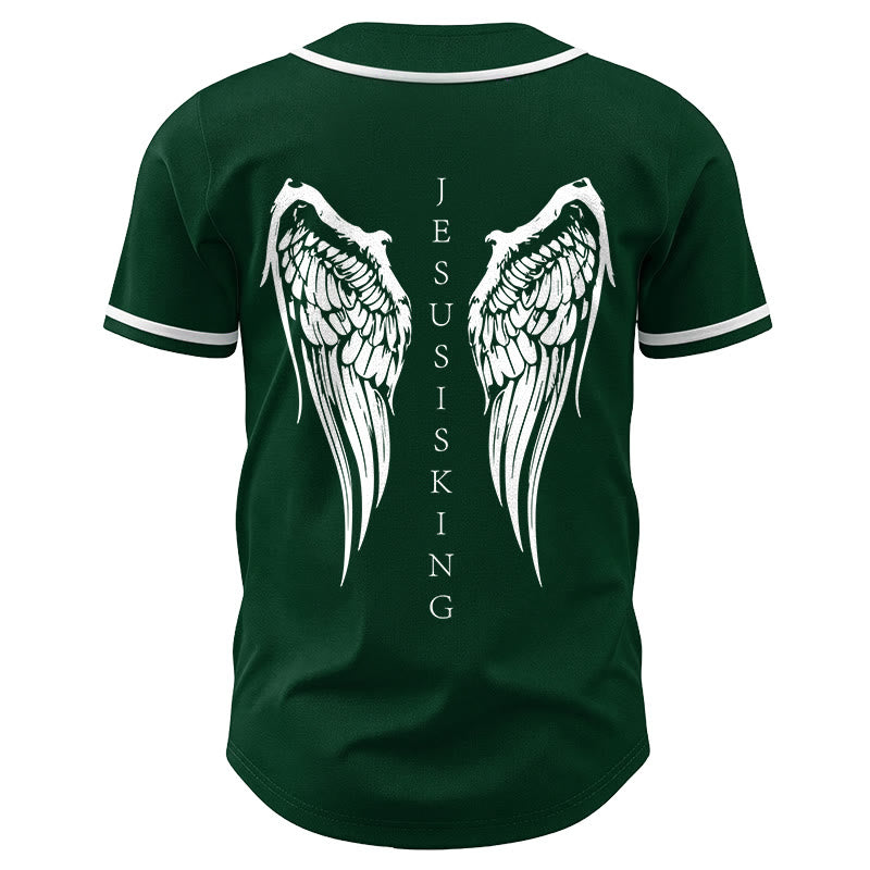 Christianartworkshop Jesus Is King Angel Wings Cross Faith Statement Custom Baseball Jersey - image 55