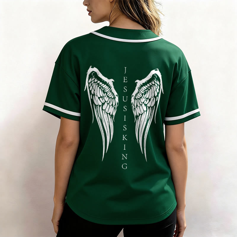 Christianartworkshop Jesus Is King Angel Wings Cross Faith Statement Custom Baseball Jersey - image 54