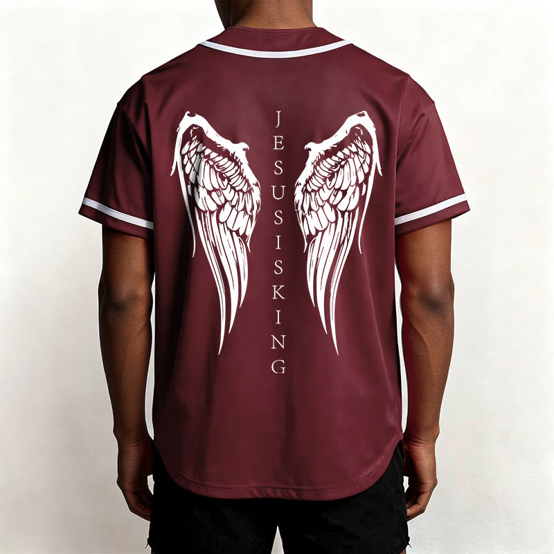 Christianartworkshop Jesus Is King Angel Wings Cross Faith Statement Custom Baseball Jersey - image 39