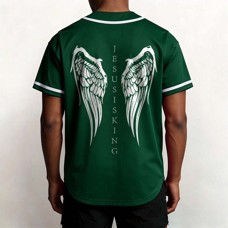 Christianartworkshop Jesus Is King Angel Wings Cross Faith Statement Custom Baseball Jersey - image 53