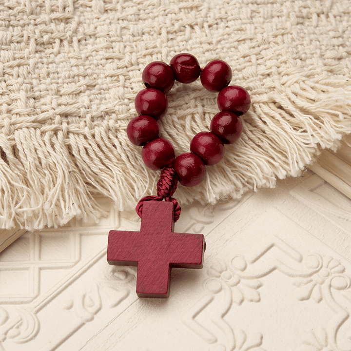 Christianartworkshop Vibrant Finger Rosary with Simple Cross Pendant: A Daily Symbol of Comfort and Hope - Wine - image 10