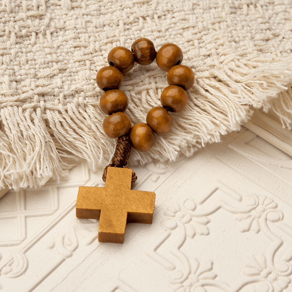 Christianartworkshop Vibrant Finger Rosary with Simple Cross Pendant: A Daily Symbol of Comfort and Hope - Brown - image 14