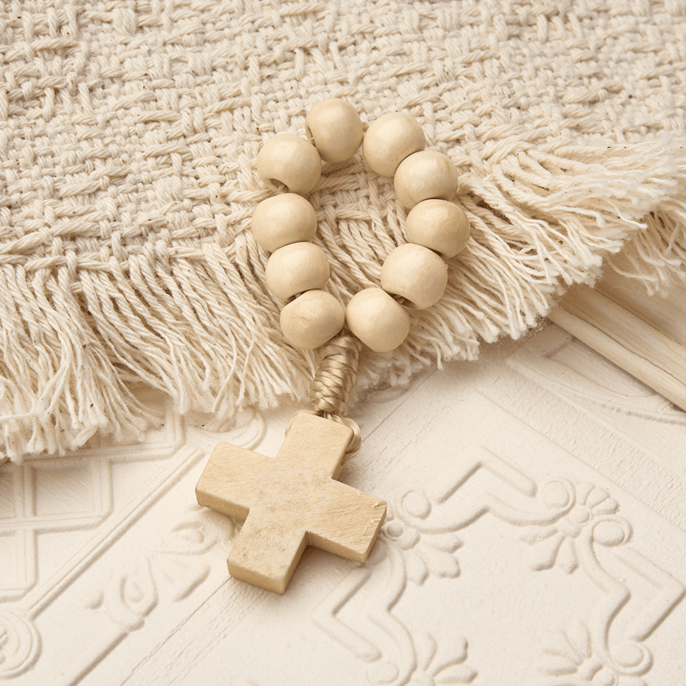 Christianartworkshop Vibrant Finger Rosary with Simple Cross Pendant: A Daily Symbol of Comfort and Hope - Beige - image 6