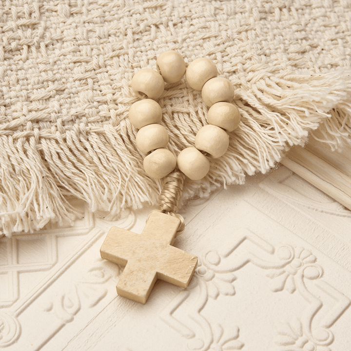 Christianartworkshop Vibrant Finger Rosary with Simple Cross Pendant: A Daily Symbol of Comfort and Hope - Beige - image 6
