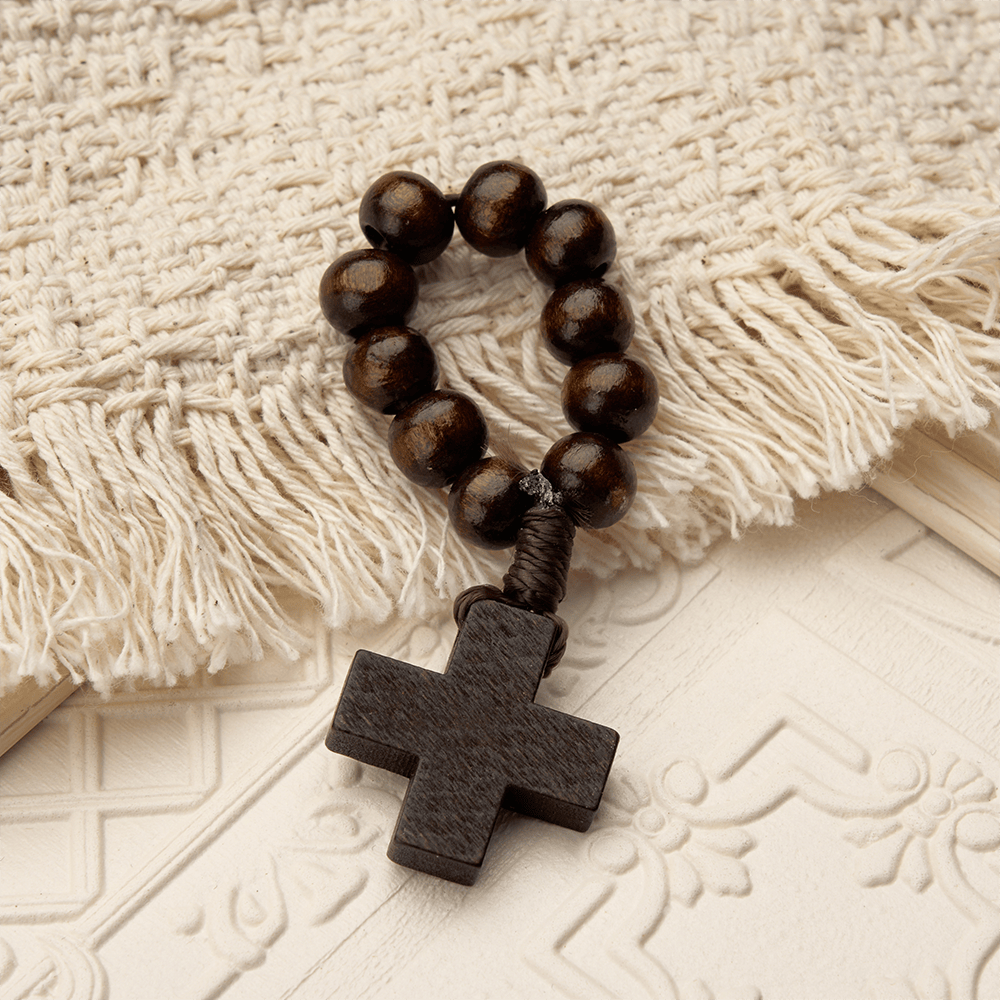 Christianartworkshop Vibrant Finger Rosary with Simple Cross Pendant: A Daily Symbol of Comfort and Hope - Coffee - image 8